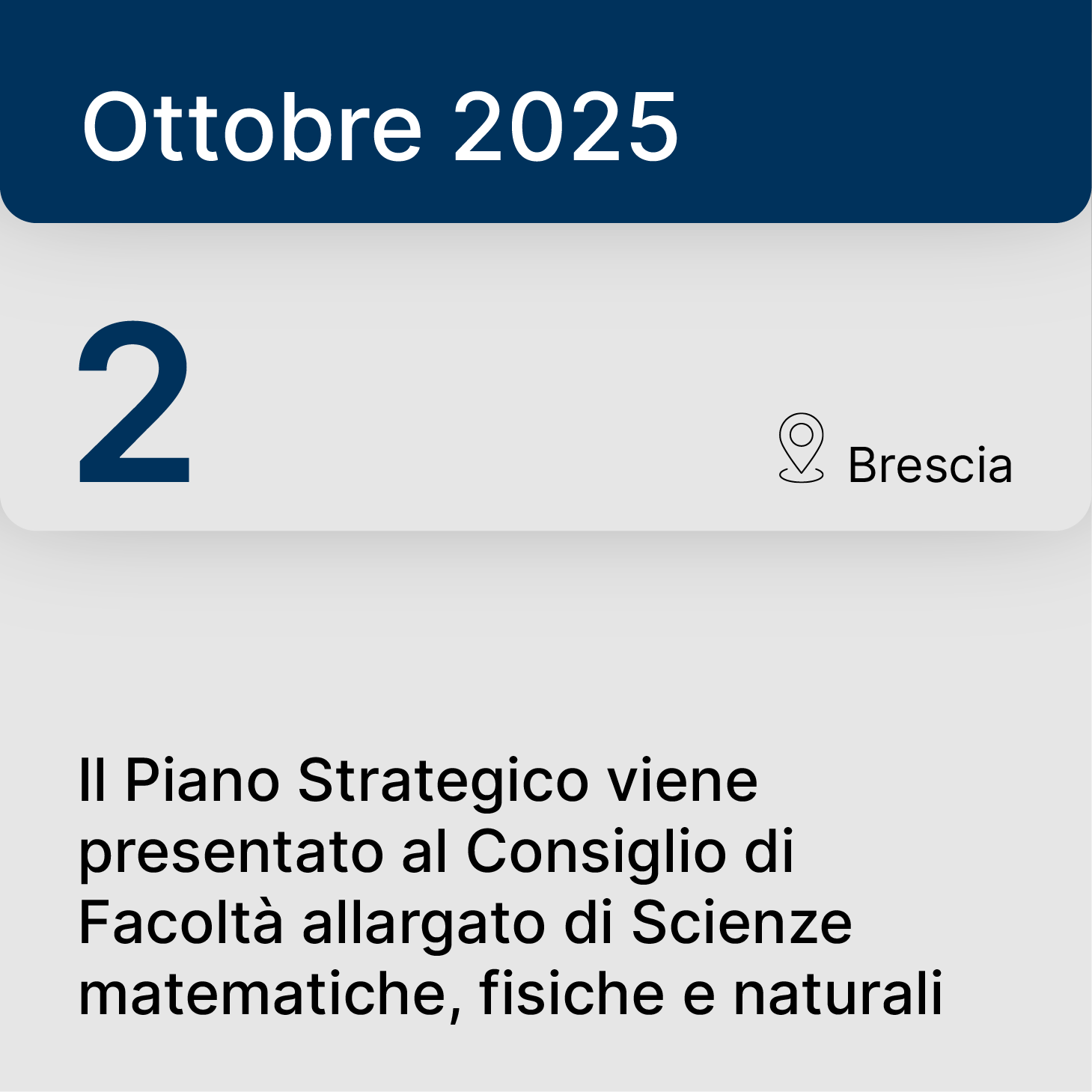 2 ottobre 2025, Brescia – Il Piano Strategico viene presentato al Consiglio di Facoltà allargato di Scienze matematiche, fisiche e naturali